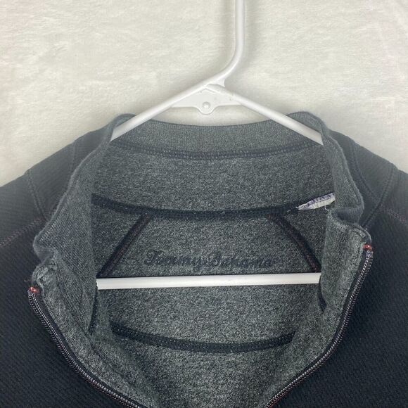 Tommy Bahama Sweater Mens Large Black 1/4 Zip Mock Neck Pullover - Picture 8 of 9